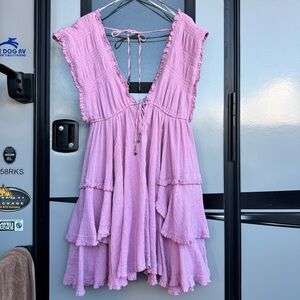 Free People Frilly Pink Mini Dress